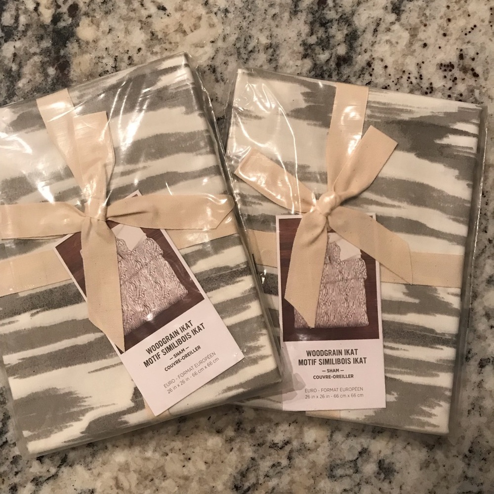 West Elm Woodgrain Ikat Euro Shams
